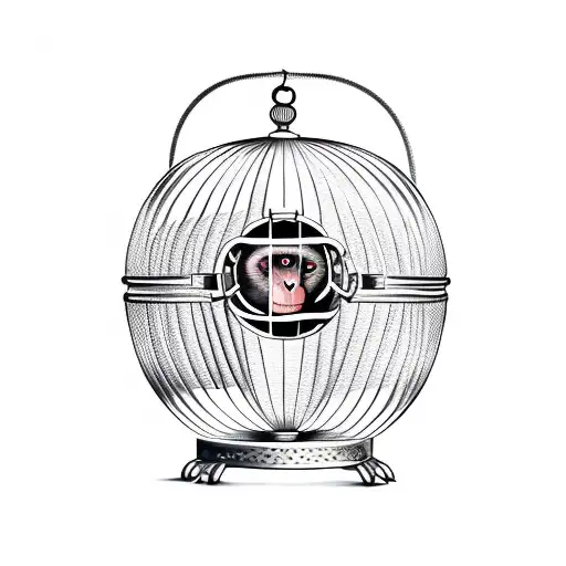 Monkey Inside A Bird Cage