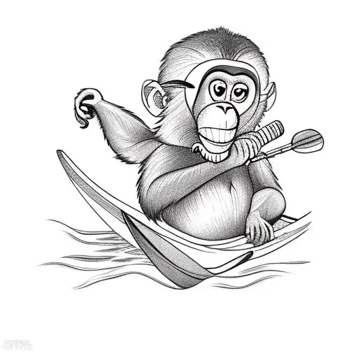 Monkey In Canoe With Banana Peel And Peanut Butter