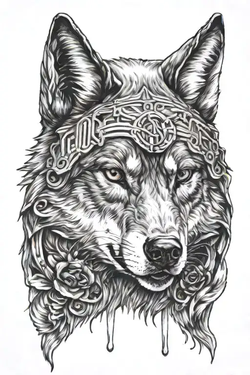 Wolf Wearing A Hoodie Surrounded