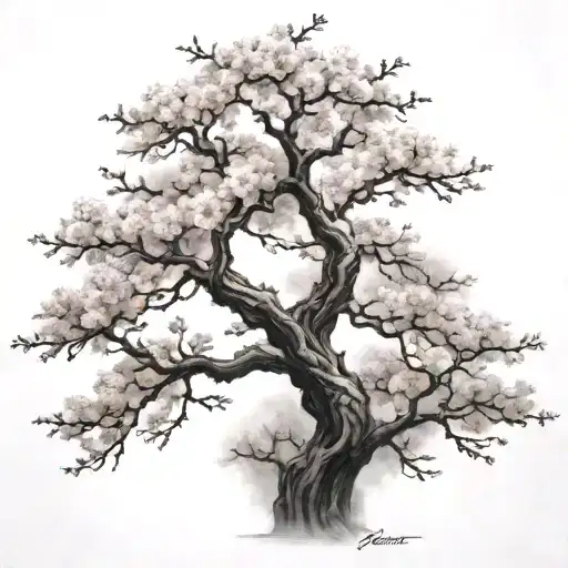 Samurai Cherry Blossom Tree Templem In Backround