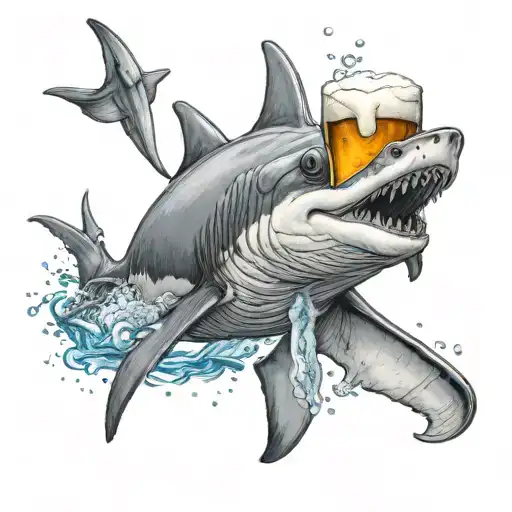 Hammerhead Shark With Beer