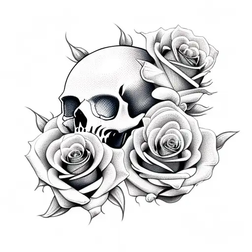 Rose Flower Skull