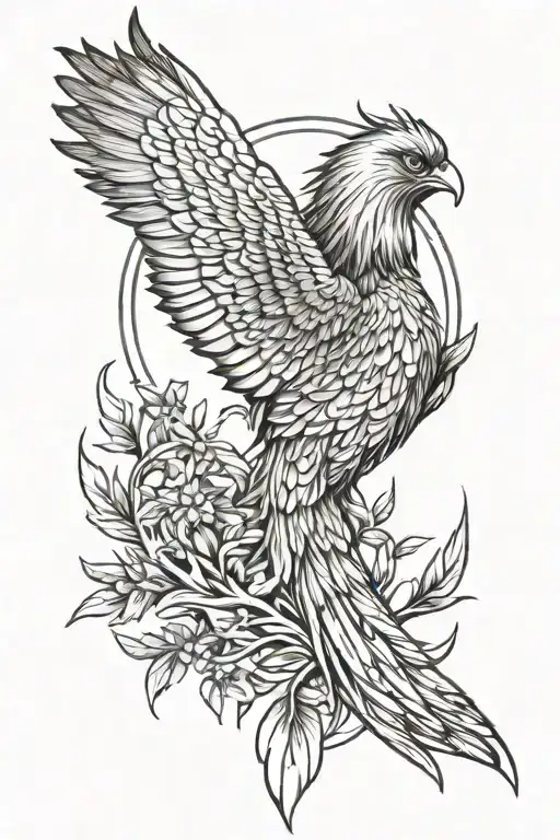 Phoenix With Willow And Sun On Top