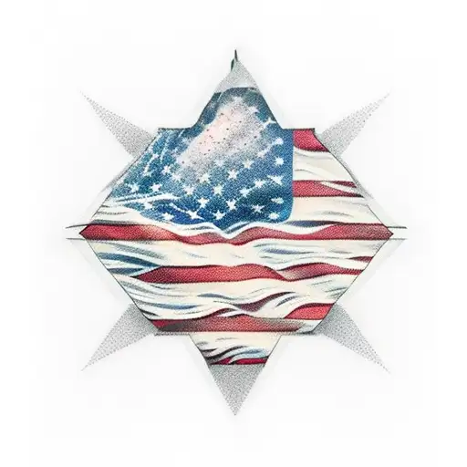 Lake With Dock Illuminati Star American Flag