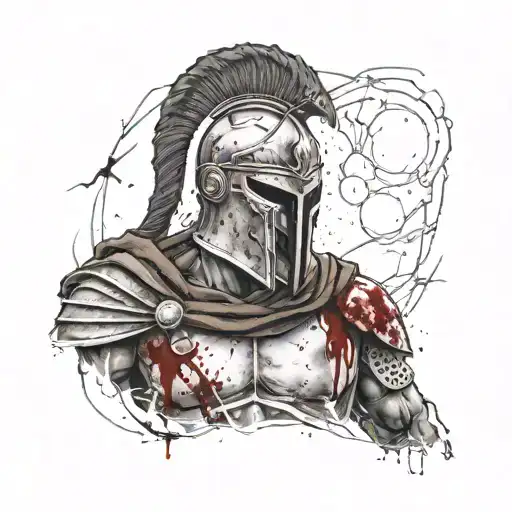 A Spartan On A Battlefield With Blood On Him