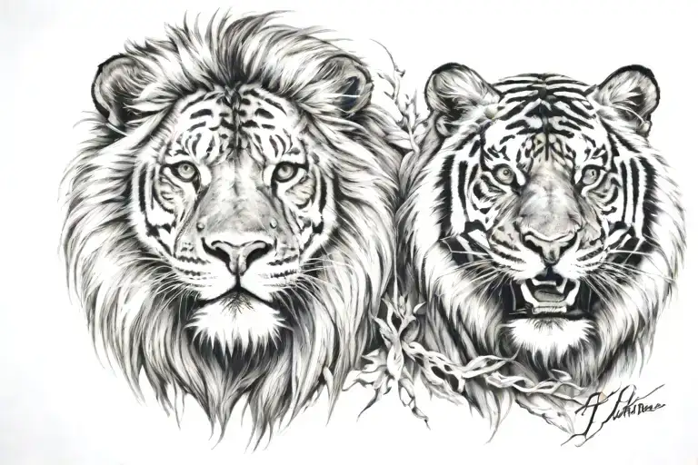 Lion And Tiger Head