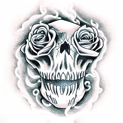 A Rose On Fire And The Smoke Is Turns Into A Skull
