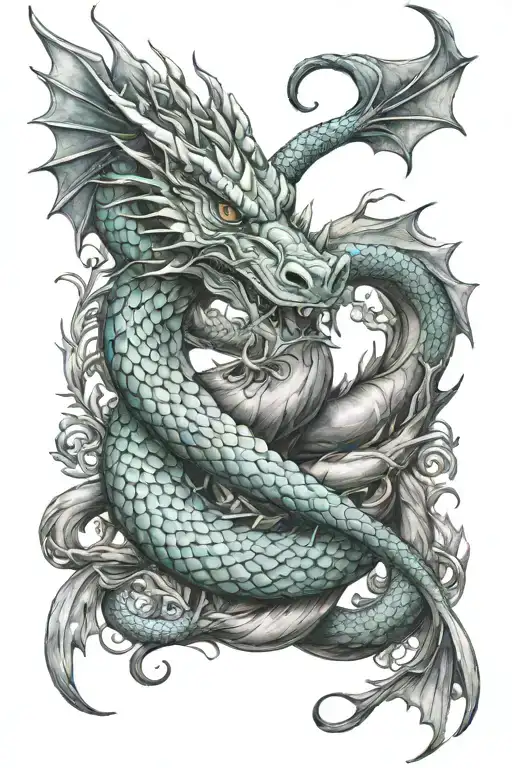 Dragon & Mermaid Intertwined