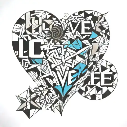 A Geometric Heart Design Incorporating The Word Love In A Creative Way