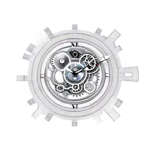 A Futuristic Clock With Gears And Cogs Intertwined With A Phoenix
