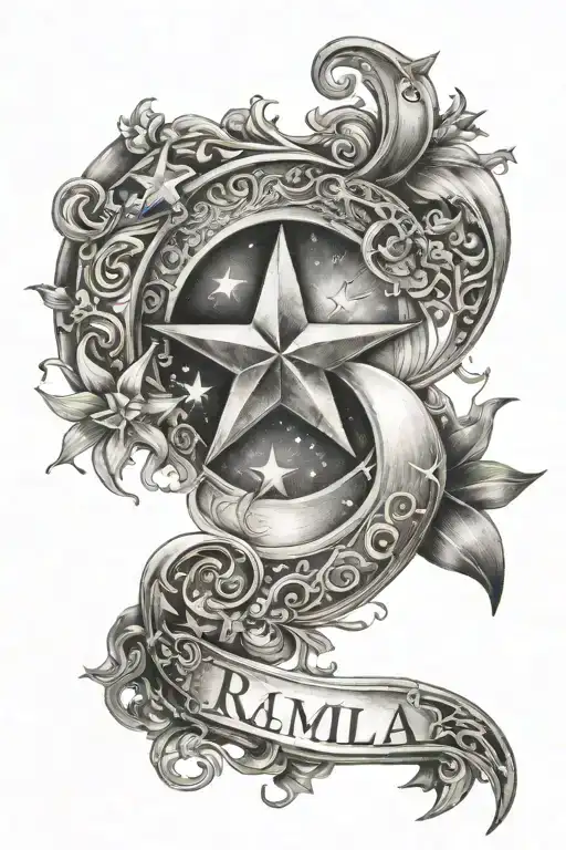 Name With Star And Moon Surrounded