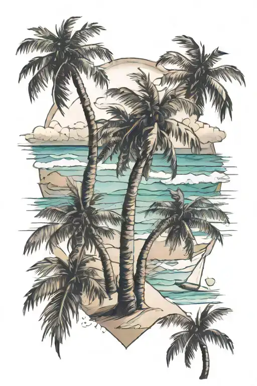 Crossed Palms And Beach