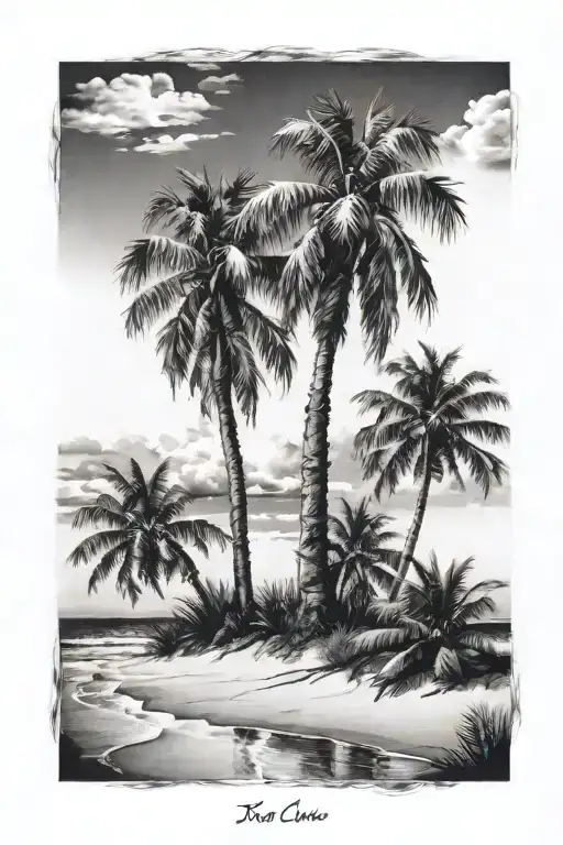 Crossed Palms And Beach