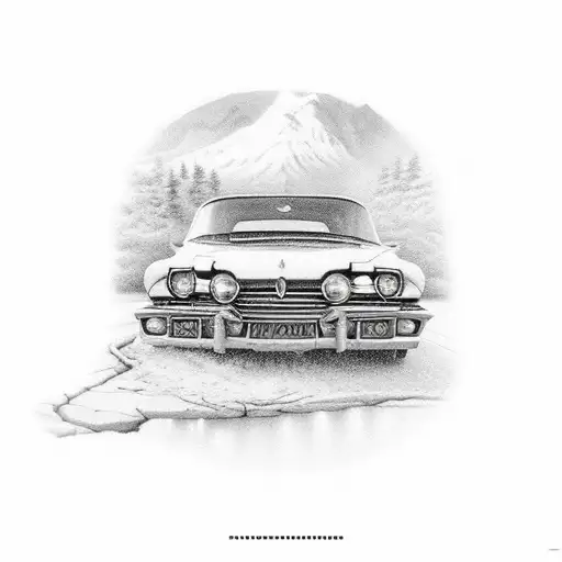 Car On Road In The Mountains