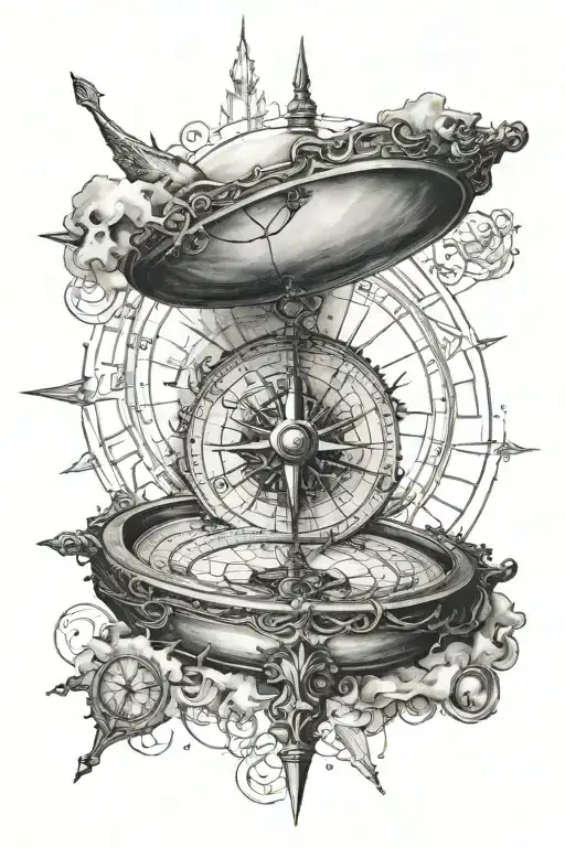 A Magical Compass Guiding A Traveler Through Different Realms