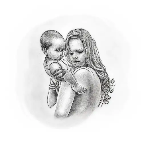 Silhouette Of A Mother Holding Her Baby With Love