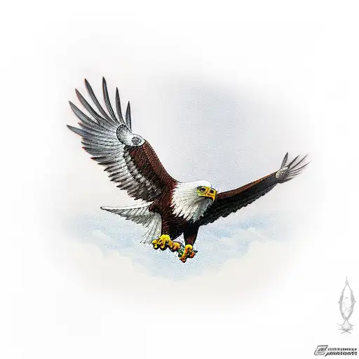 Eagle In Front Of American Flag