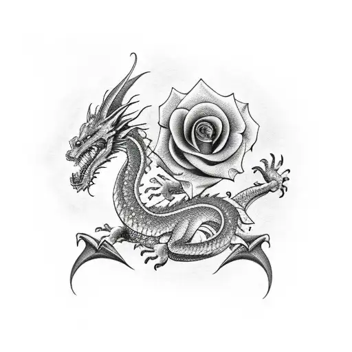 Dragon With Rose