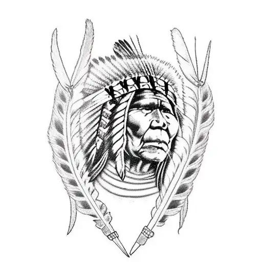 A Native American Chief Playing A Guitar By A Campfire