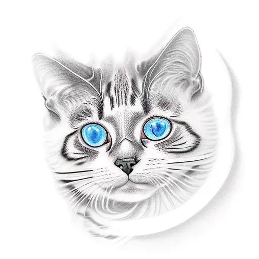 6 Cats With Japanese Waves In Background