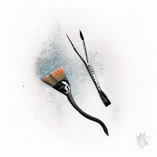 A Minimalist Tattoo Of A Paintbrush And A Sunset Blending Together