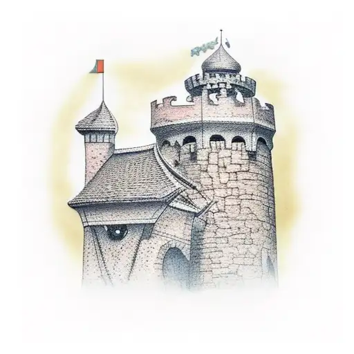 A Really Broken Tall And Thin Single Medieval Guard Tower