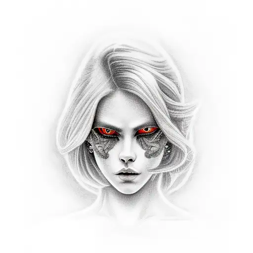 Blond Women With Red Eyes With A Gun