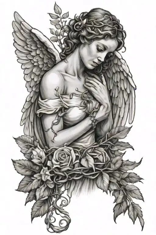 Angel Holding A Vine Wrapped Loosely