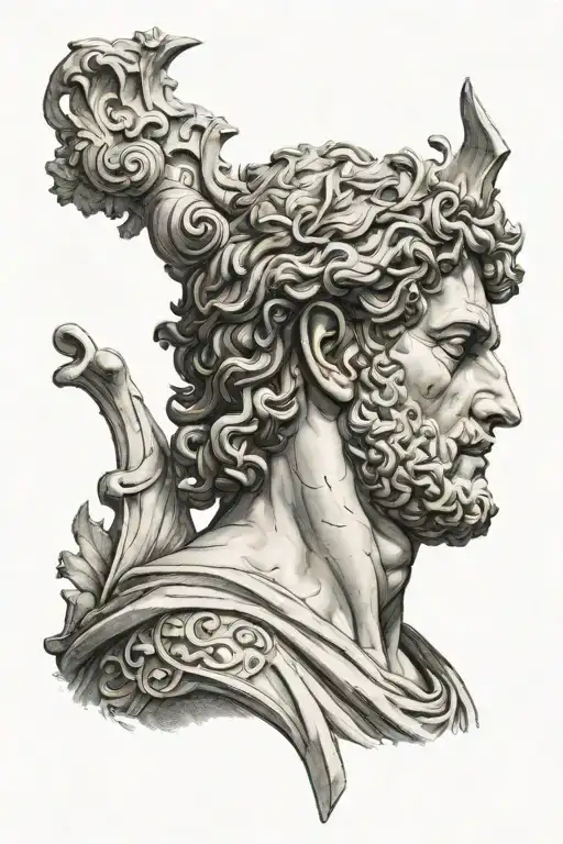 A Realistic Portrait Of The David Statue With Intricate Details And Shading