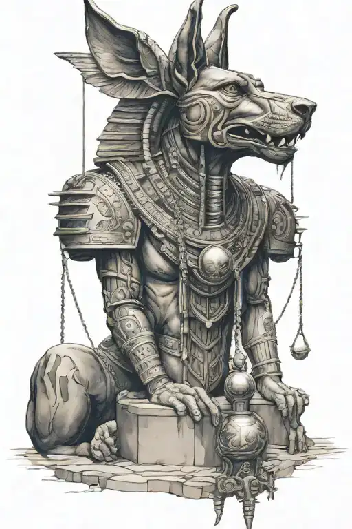 Anubis Holding The Balance Space Surrounded