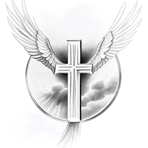 Christian Cross With Doves