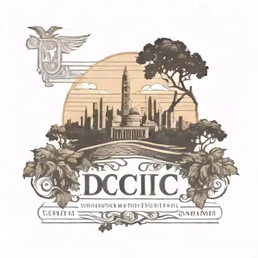 A Silhouette Of The Dc Skyline Framed By Italian Vineyards And Ancient Egyptian Hieroglyphs