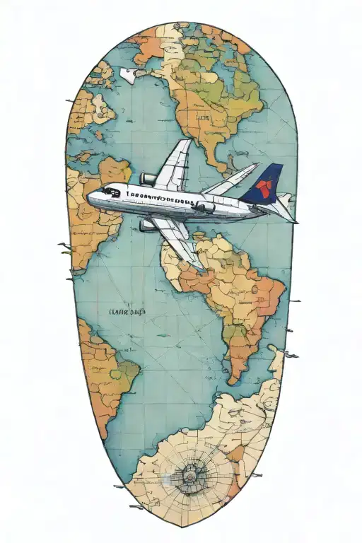 A Small Delta Plane Flying Over A Map