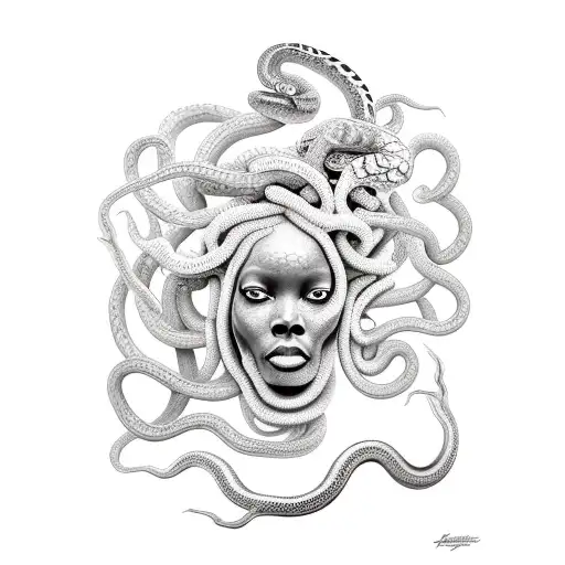 African Medusa With Real Snakes
