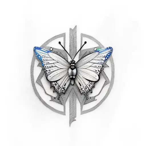 Y2k Butterfly With Aries Symbol On Top