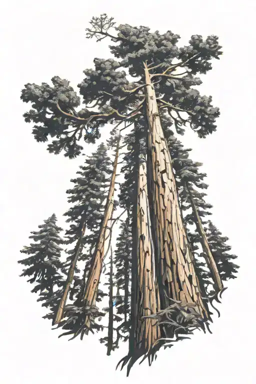 Redwood Forest Looking Up From Ground