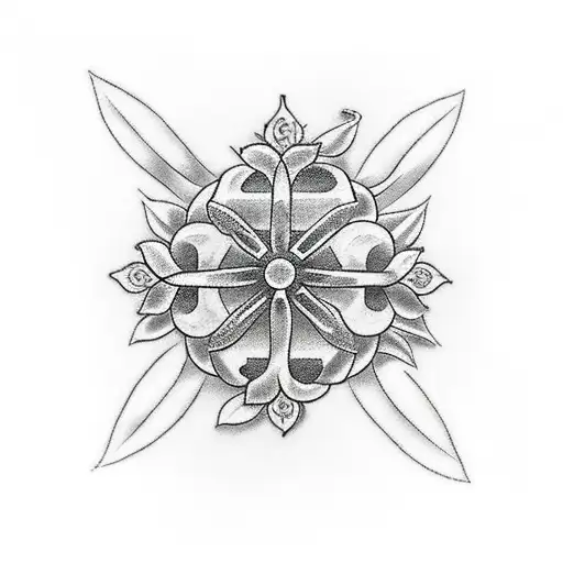 Christian Cross With Flower