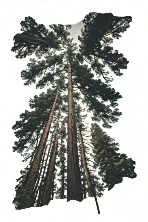Redwood Forest Looking Up From Ground