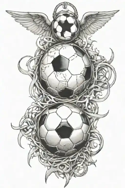 A Design Incorporating Symbols Of Football And Faith Intertwined