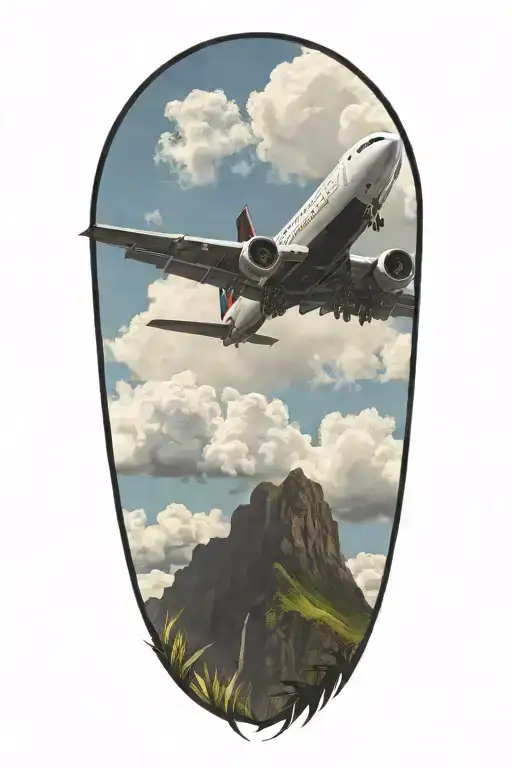 A Small Black And Grey Delta Plane Flyng Over Hawaii In Color