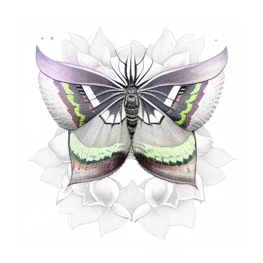 Black Witch Moth With Wildflowers