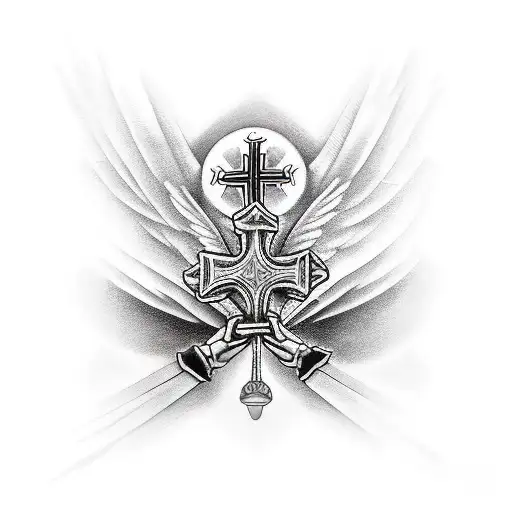 Cross With Hawk And Baseball