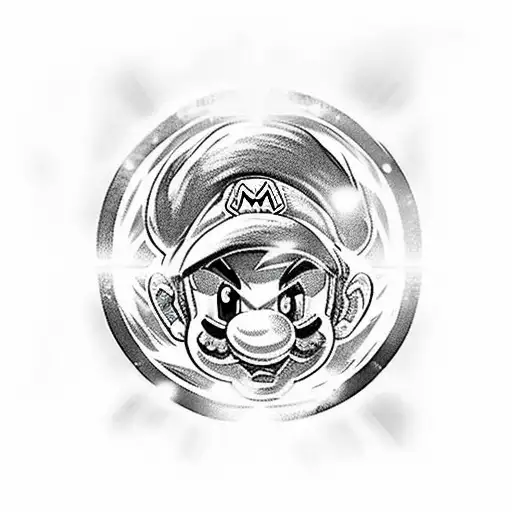 Supermario Power Up Mushroom Inside Of A Dragon Ball Glowing Ultra Instinct Aura