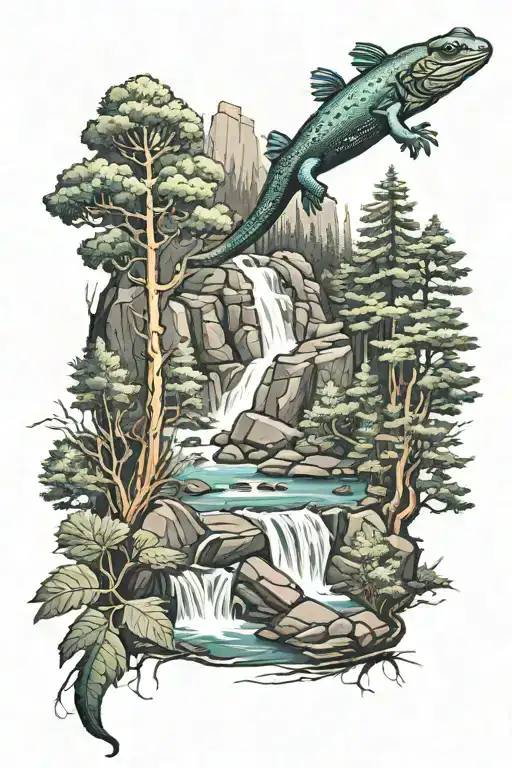 Salamander River Waterfall Pinetrees Forest