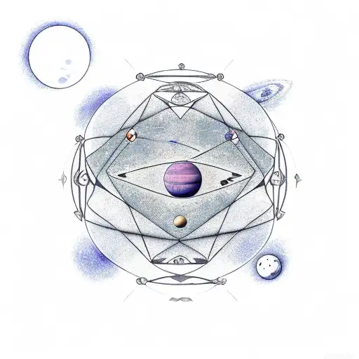 A Solar System In A Line With A Hexagon Background