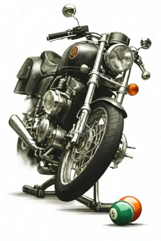 A Detailed Sport Bike With Billiard Balls As Wheels