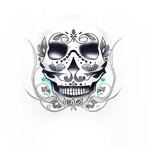 Mexican Skull Woman Long Hair