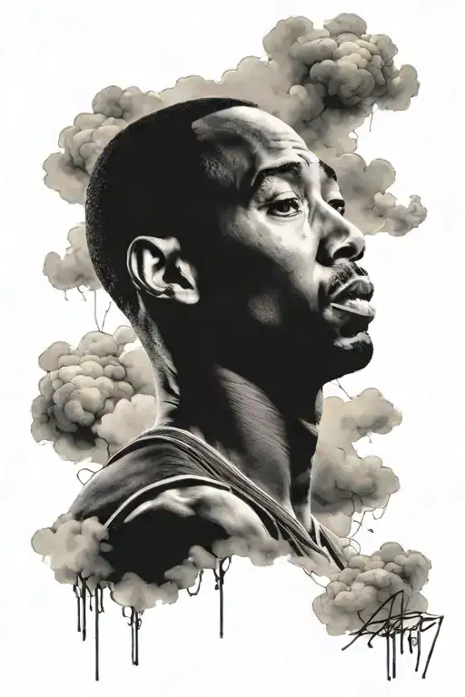 Kobe Portrait Surrounded By Clouds