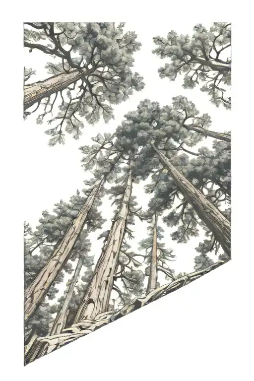Redwood Forest Looking Up From Ground