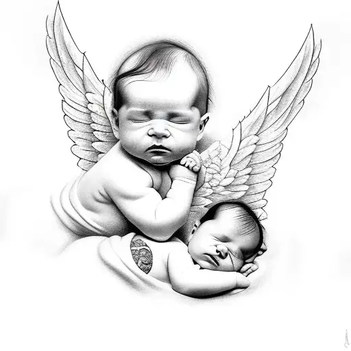 Two Baby Angels Playing